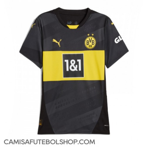 Camisa de time de futebol Borussia Dortmund Replicas 2º Equipamento Feminina 2024-25 Manga Curta